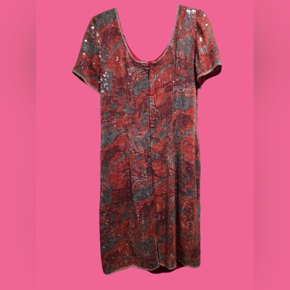 Styleworks Elegant Womens Sequined Floral Dress, Size 16